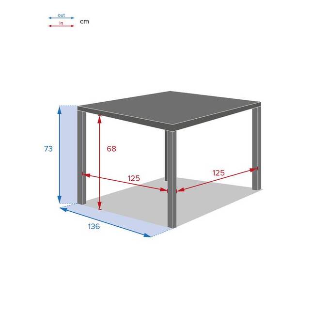 Table de jardin carrée PIAZZA Graphite