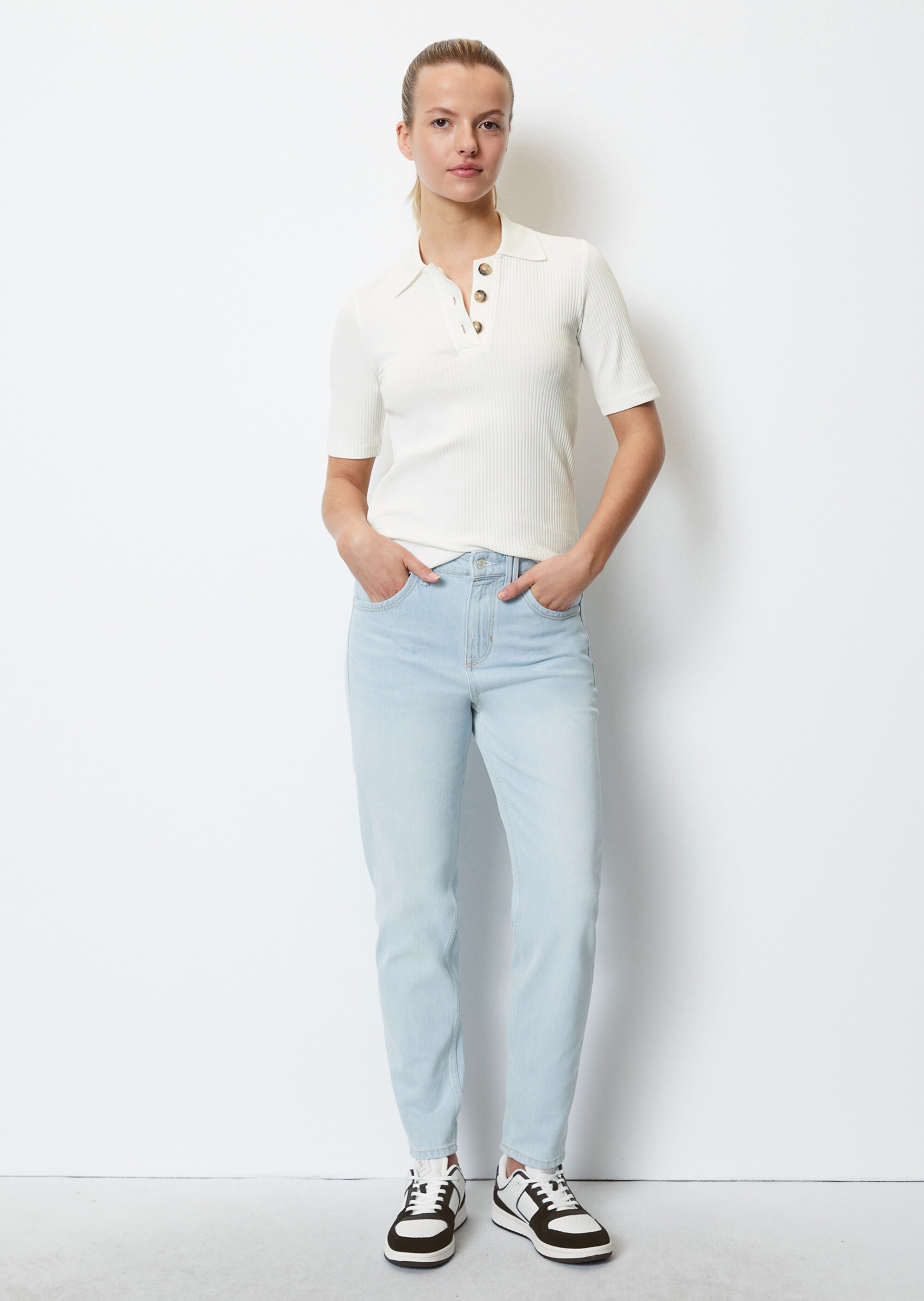 Poloshirt slim aus Ripp-Stretch-Jersey