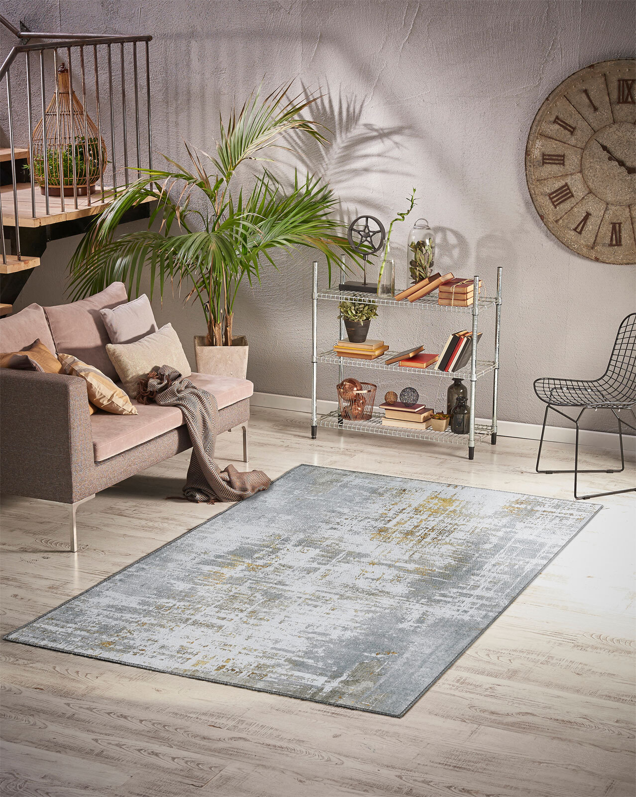 Teppich ALMONTE 155 x 230 cm creme/senfgelb
