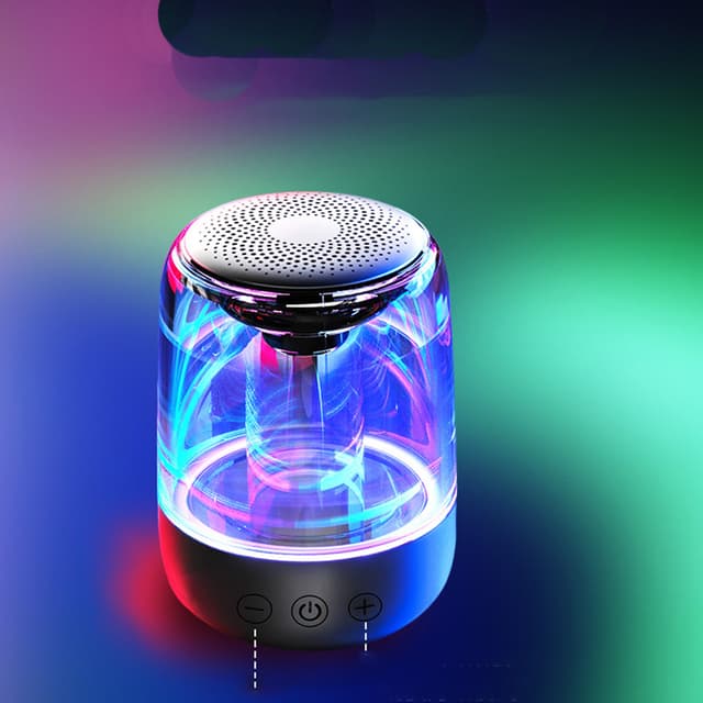 Bærbar Bluetooth 5.3-højttaler med LED-lys – gennemsigtigt design, trådløs lydoplevelse Sort