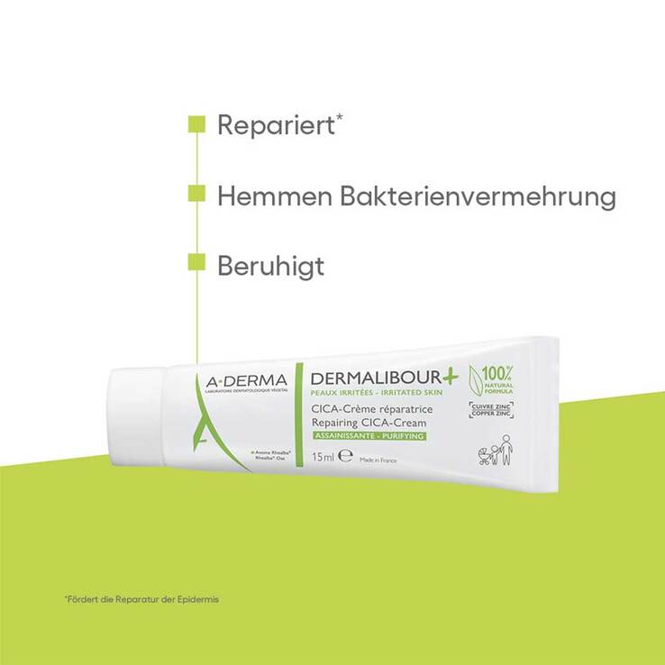 A-Derma Dermalibour + Cica reparierende Creme, 15 ml