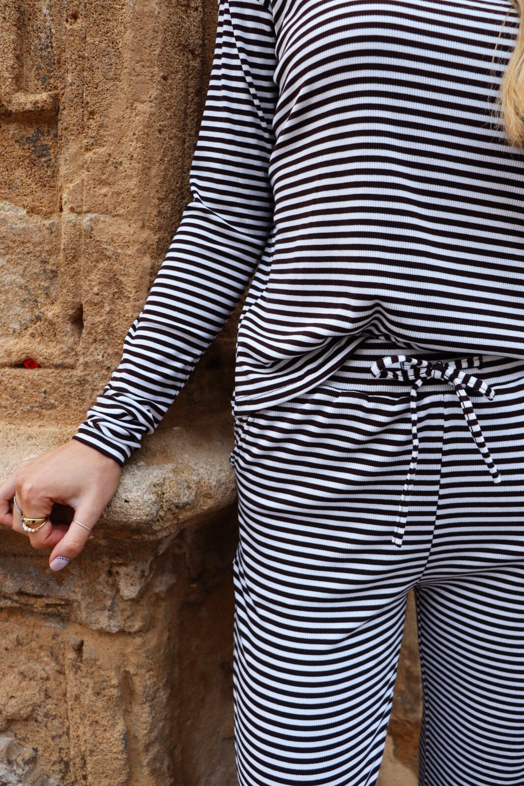 Liberte Natalia-Ls-Boxy-Blouse d brown creme small stripe