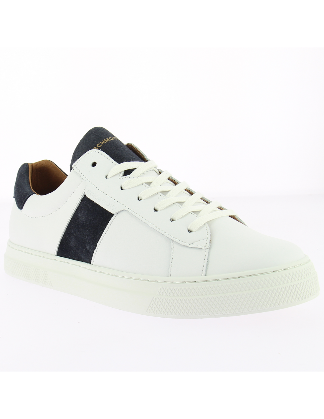 schmoove baskets de ville homme spark gang cuir blanc/noir