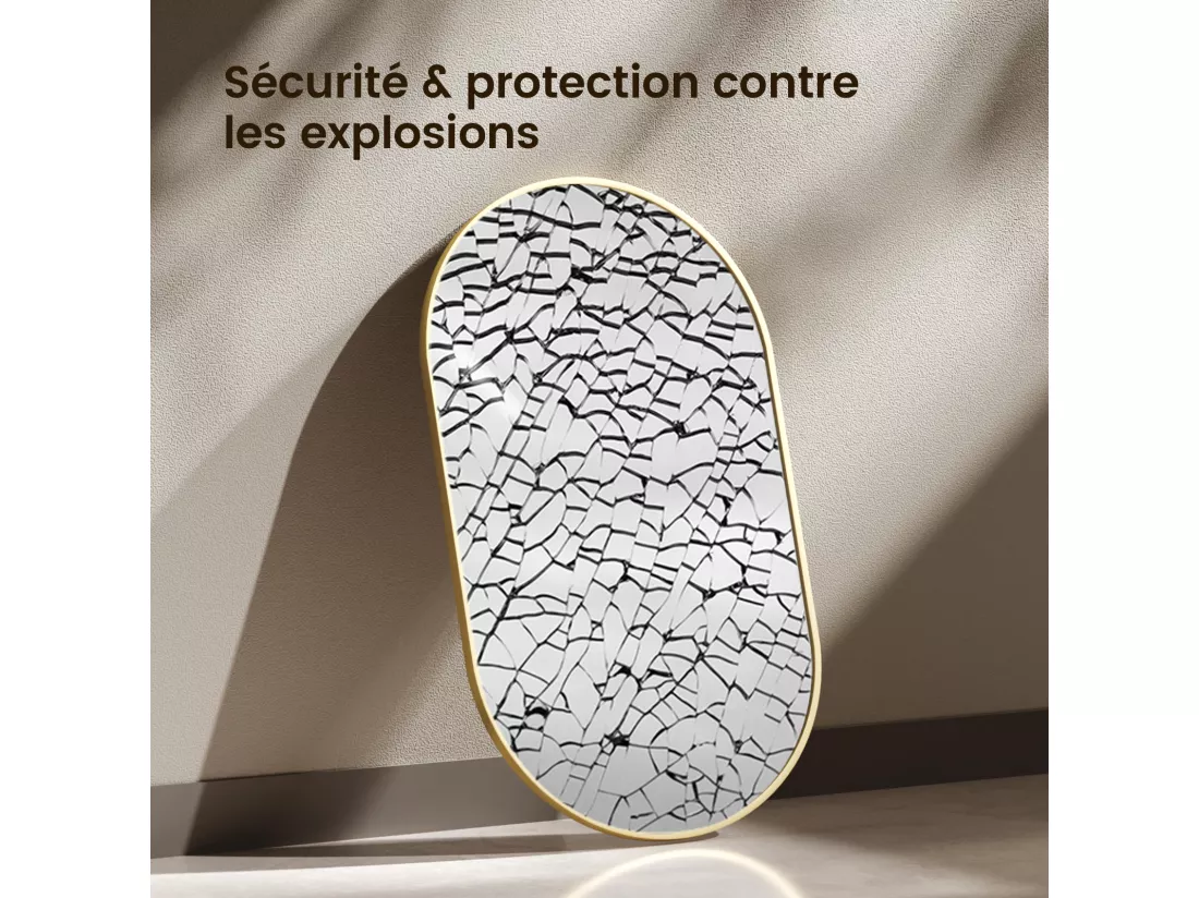 EMKE Miroir mural 60 × 100 cm Miroir ovale avec cadre doré, Miroir non lumineux salle de bain