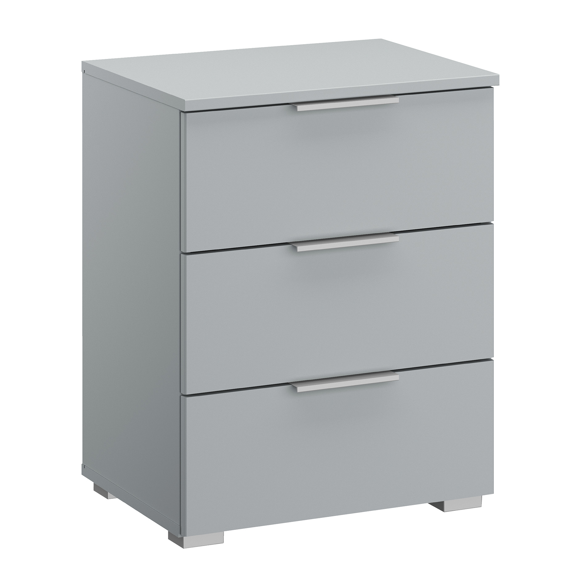 Nachttisch - seidengrau - 3 Schubkästen - 47 cm