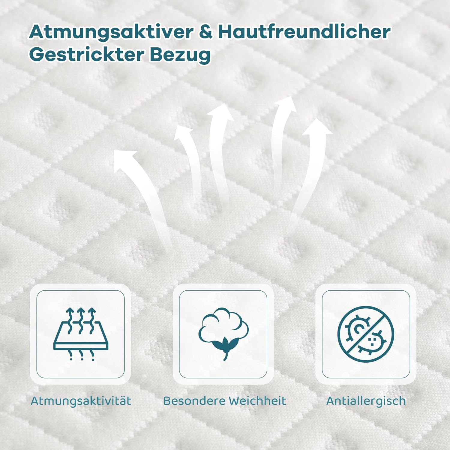 Vesgantti Matratzentopper 140 x 200 cm Gel Topper mit Abnehmbarem und Waschbarem Bezug, H3 Gelschaum Topper, für Boxspringbett und Betten Schlafsofa 10 cm Höhe Weiß