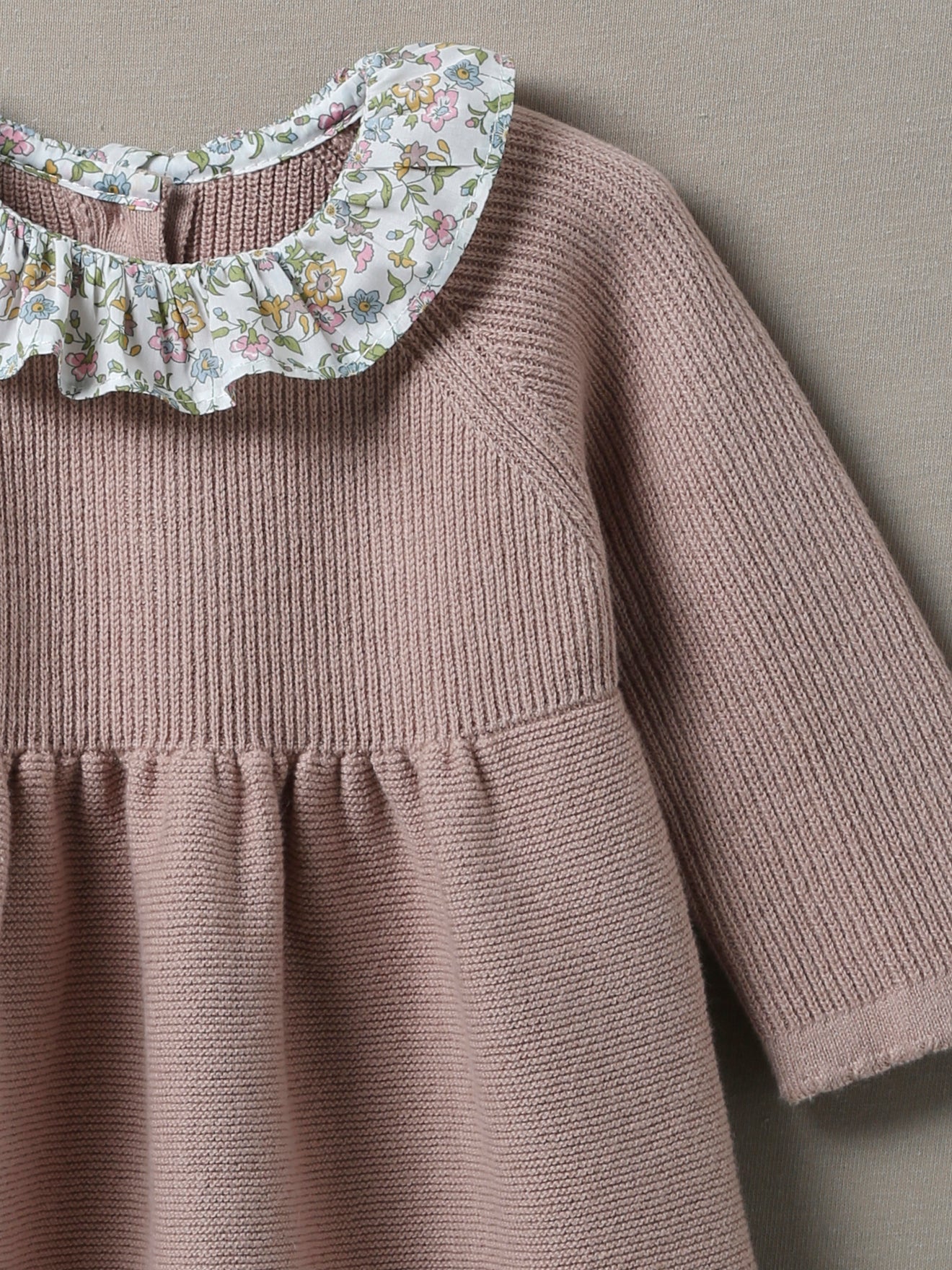 Robe en tricot Bébé col en tissu Liberty