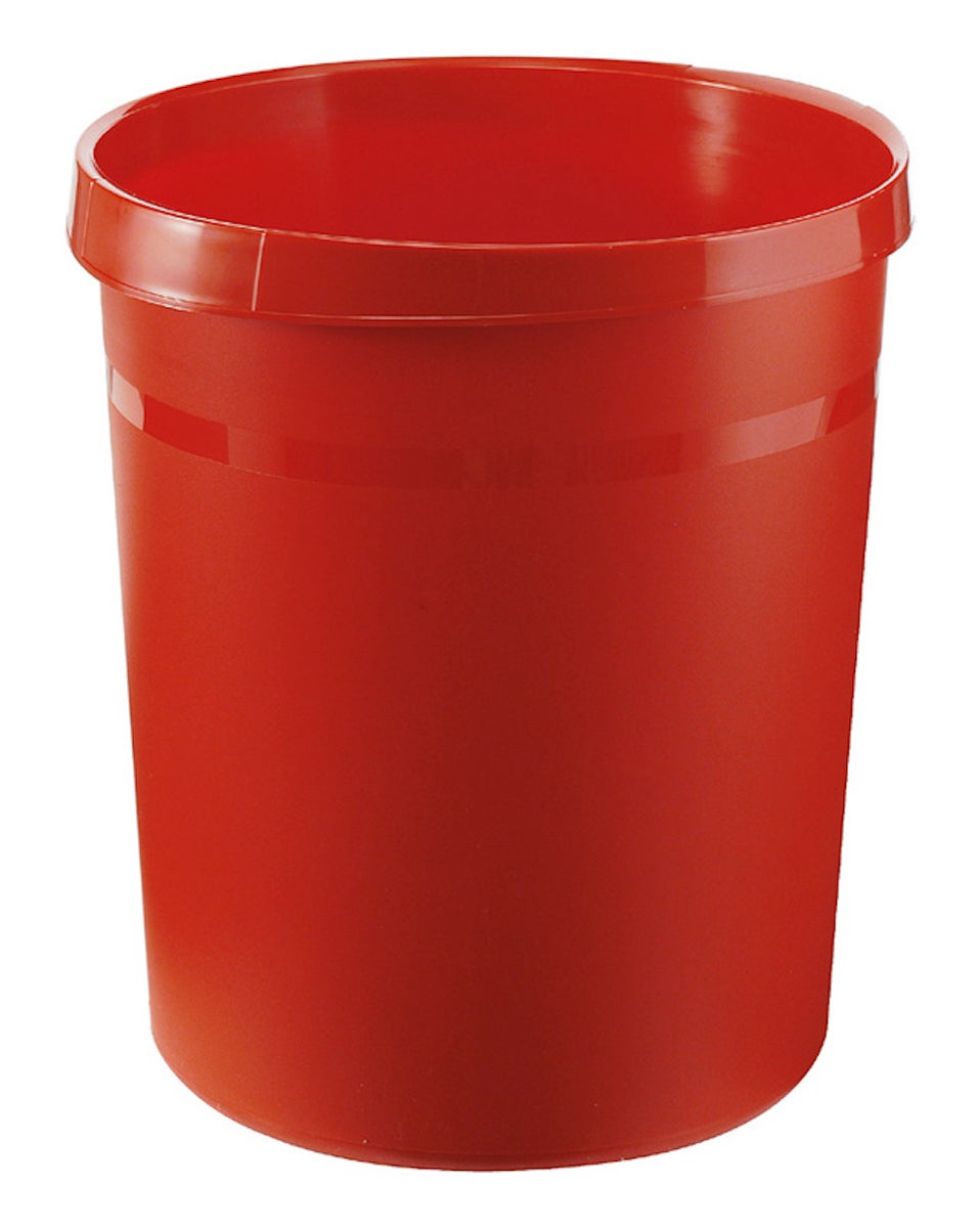 PROREGAL Klassieke ronde plastic afvalbak 18 liter HxØ 35 x 31,2 cm Rood