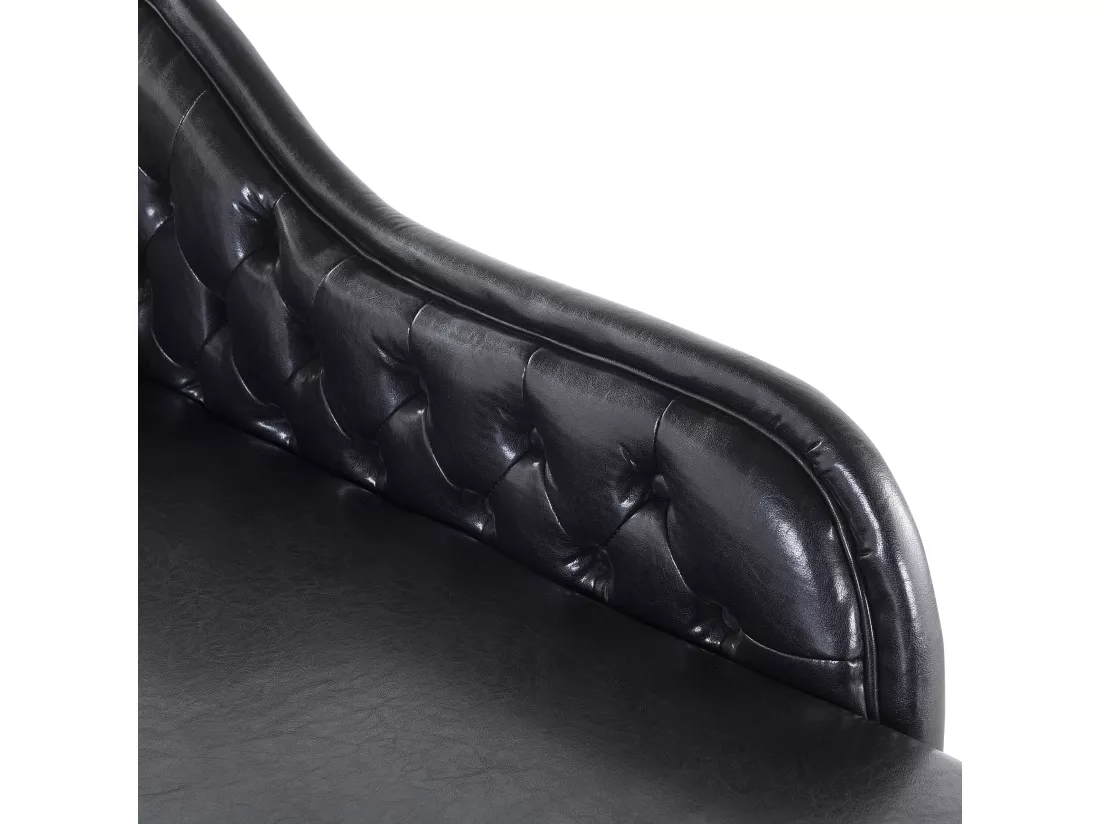 Méridienne capitonnée en cuir PU noir NIMES
