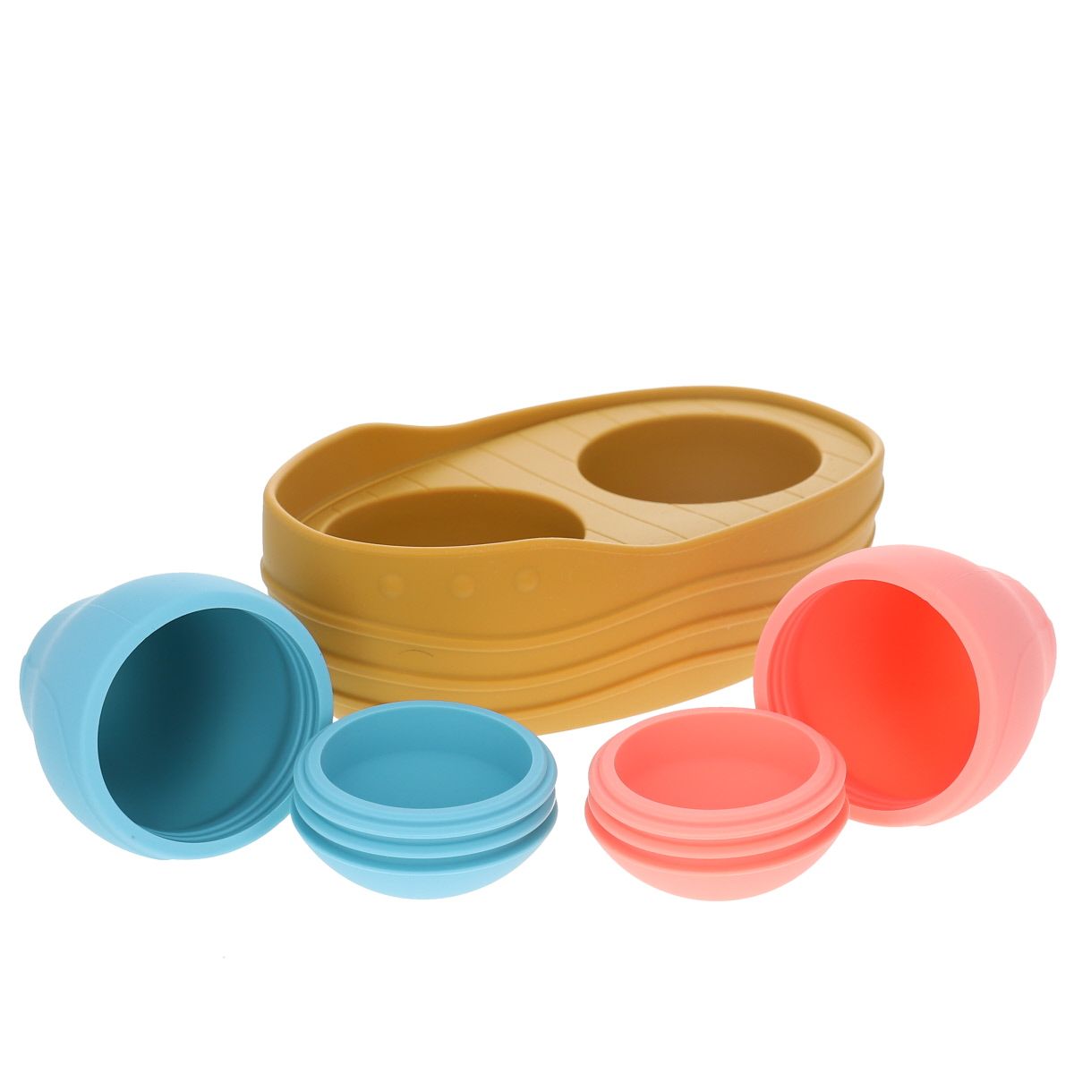 Jeu de bain en silicone bateau et pingouins Amande