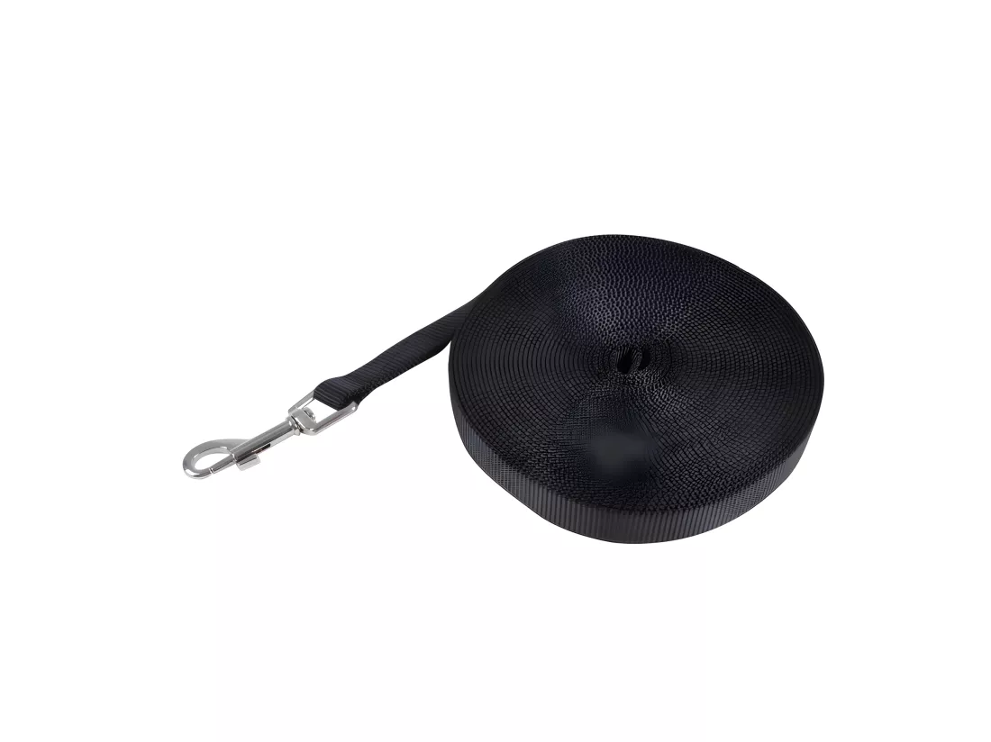 Laisse à pister pour chien en polyester - Noir - l 2 cm x L 9 m