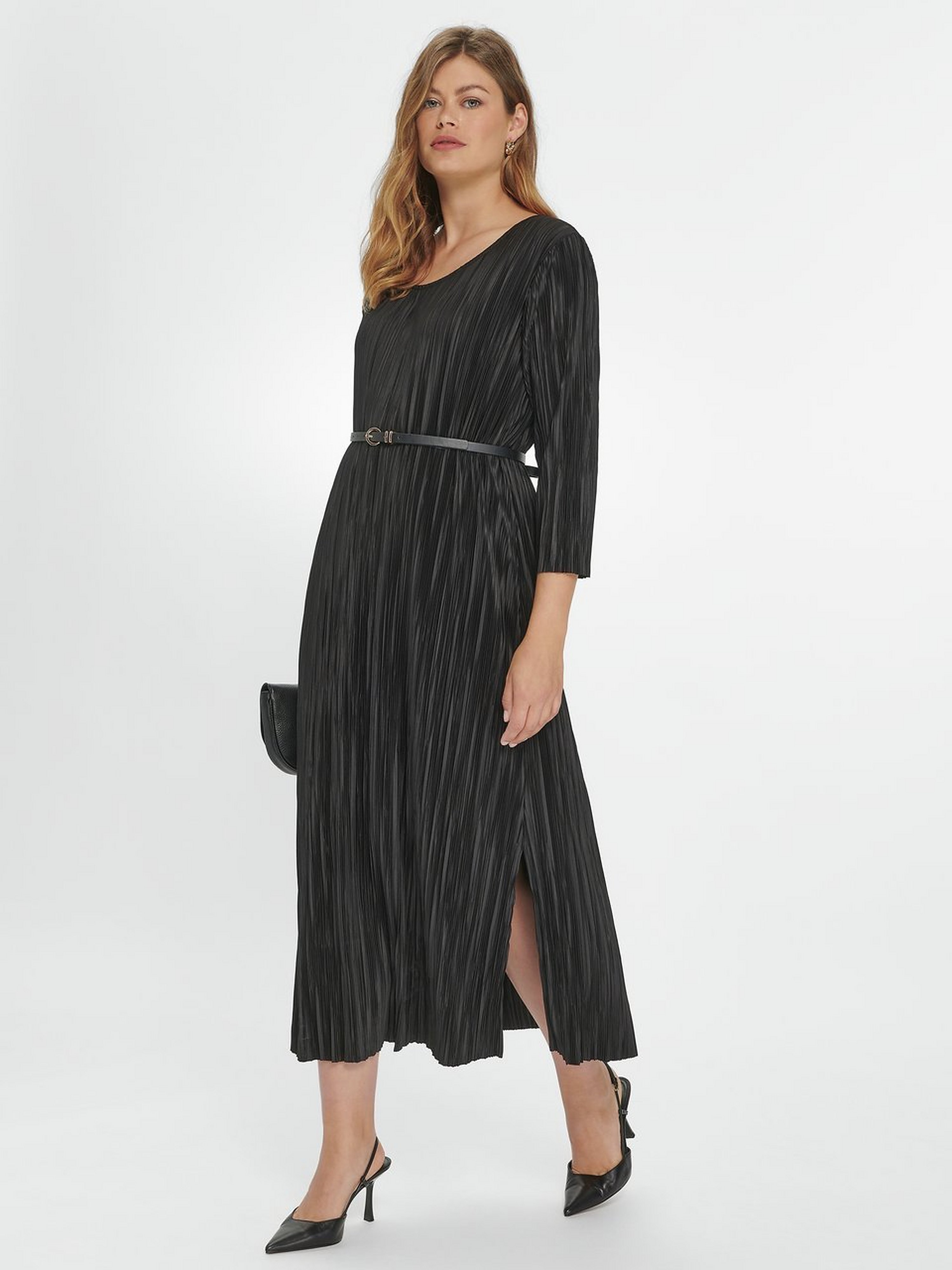 Plissee-Kleid mit 3/4-Arm