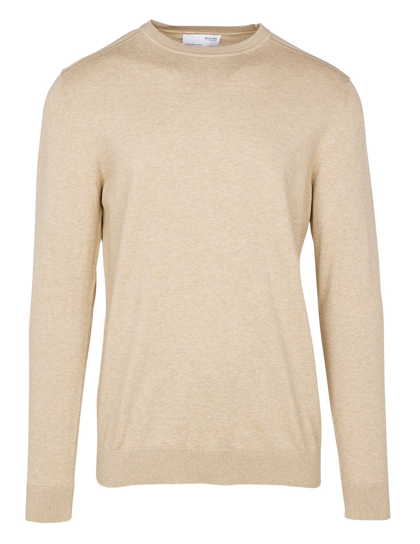 Pull col rond regular-fit en coton | Marron