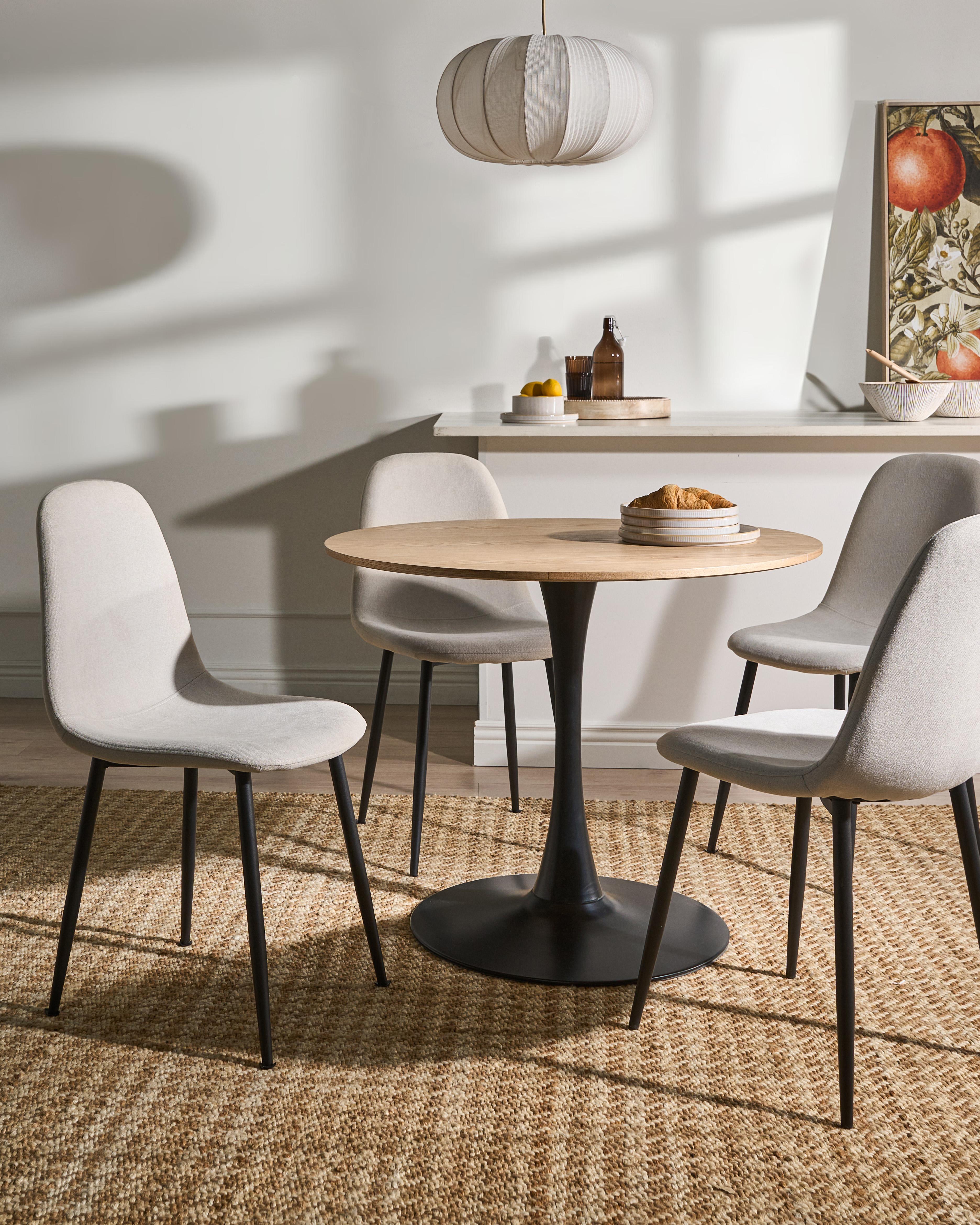 Set van 4 eetkamerstoelen CRANDALL Stof Lichtbeige