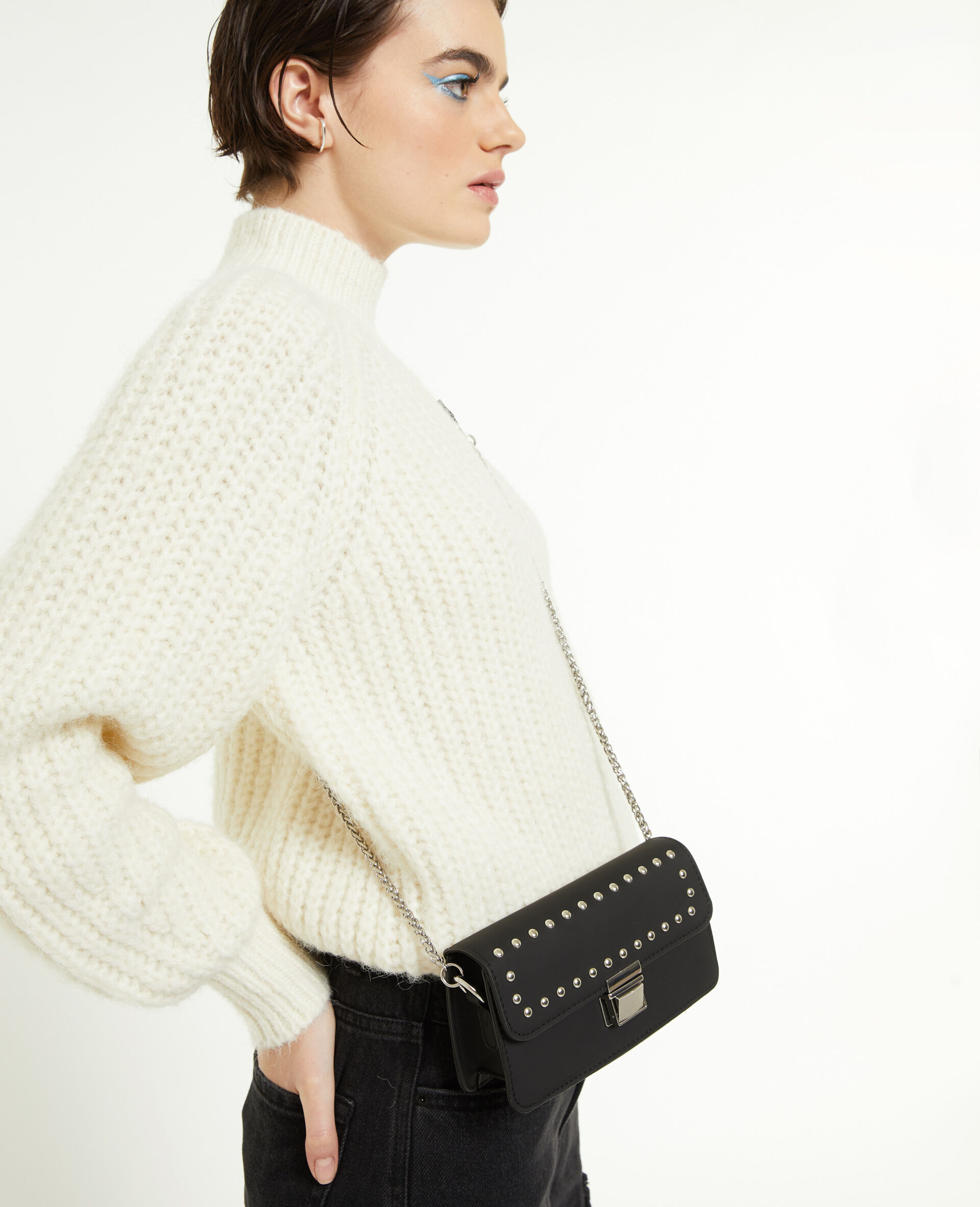 Mini sac rigide avec clous - Noir