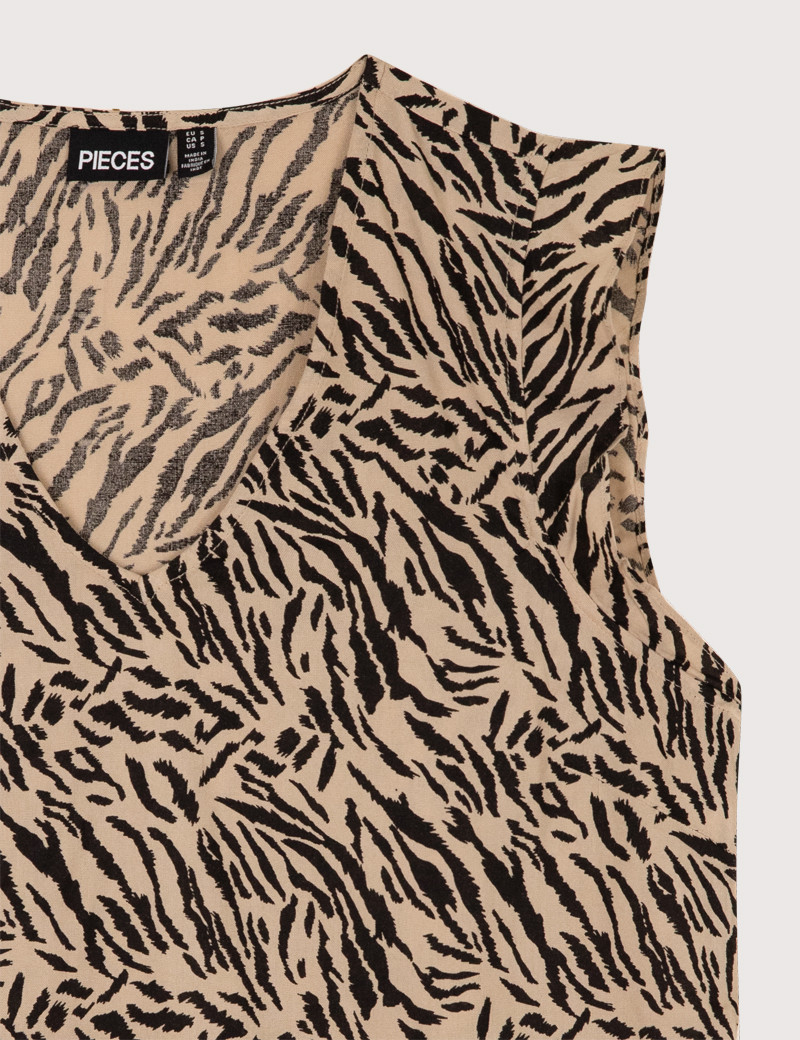 PIECES T-SHIRT FEMME COL V NYA ZÉBRÉ