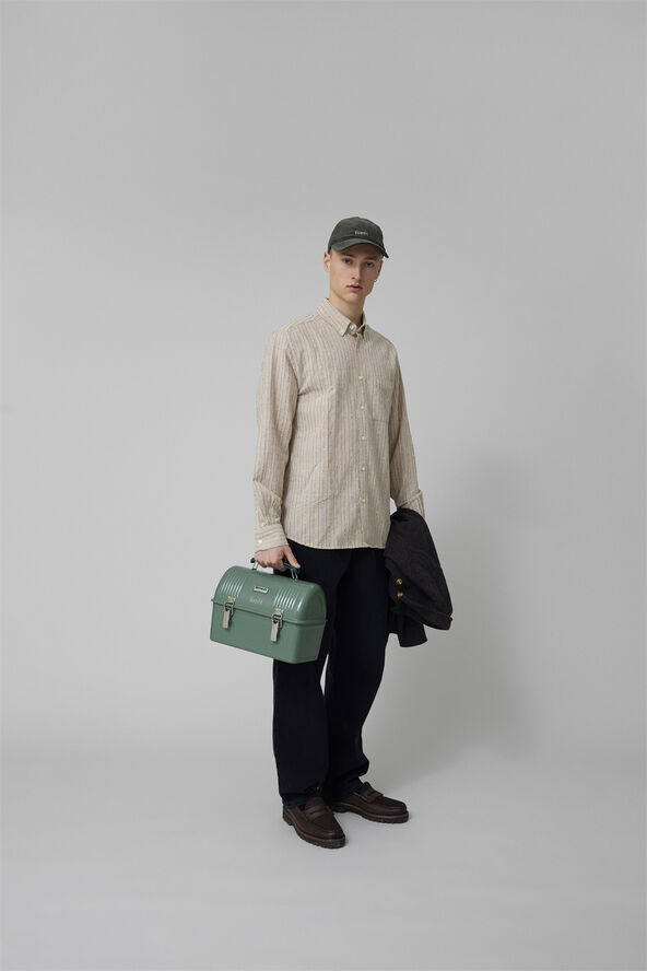 Forét CAMP LINEN SHIRT Khaki stripe