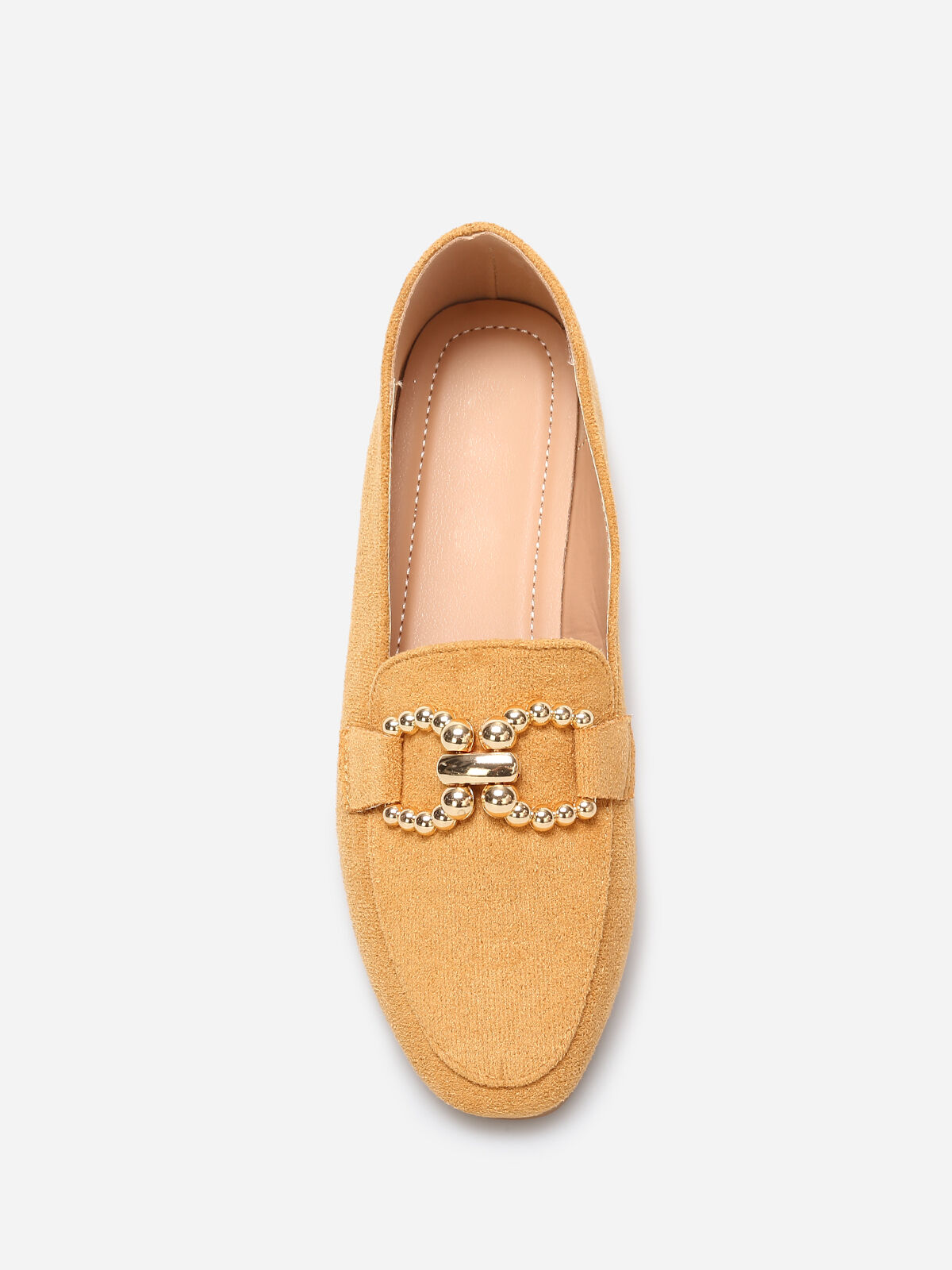 Mocassins en suédine à détail boucle- Camel