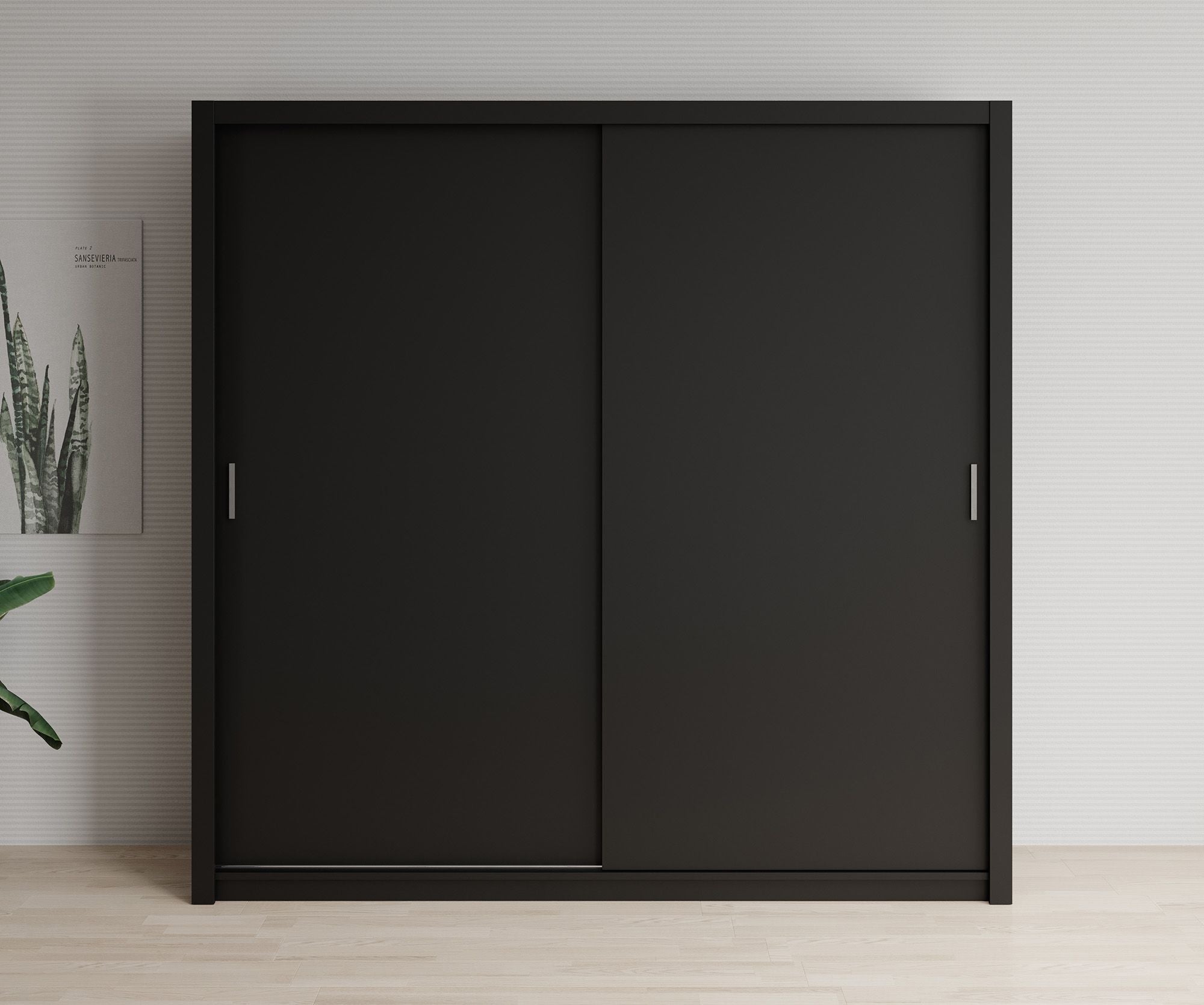 Blake - Kledingkast met schuifdeuren - Zwart - 220x62x215 cm