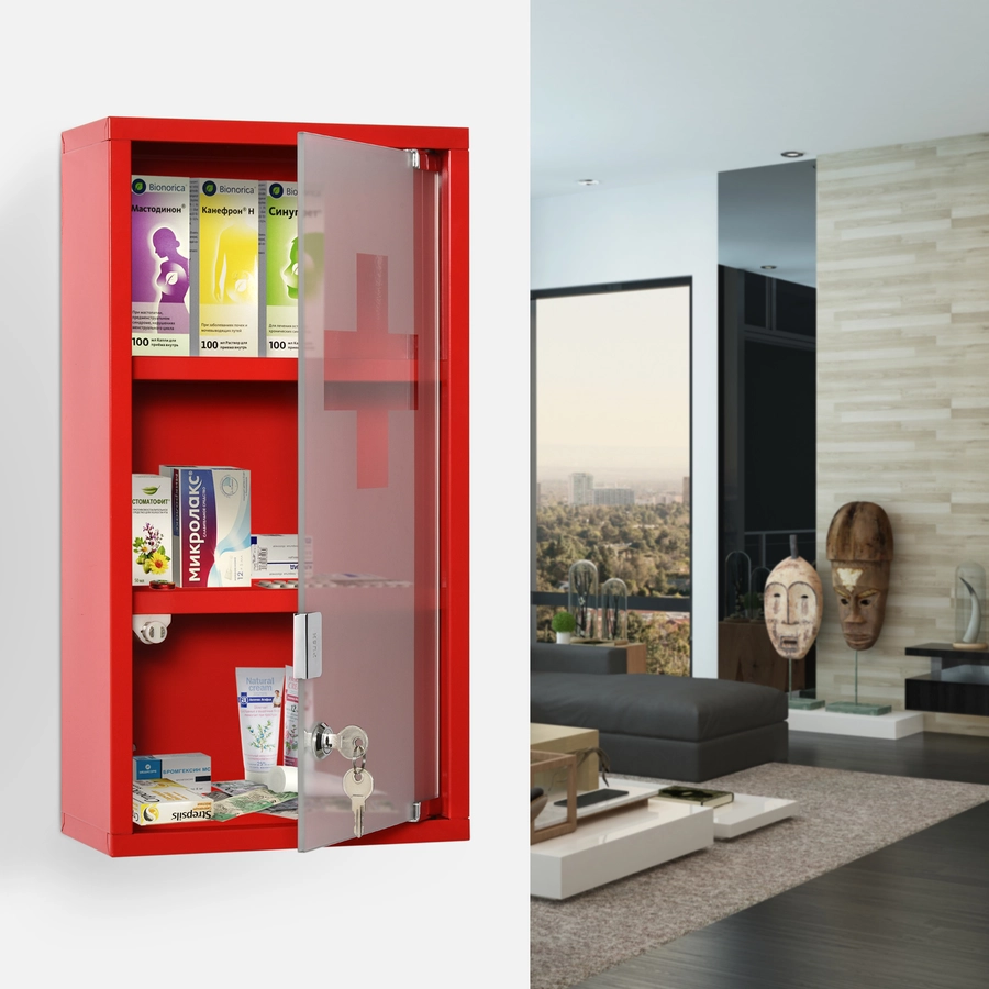 kleankin Medizinschrank rot