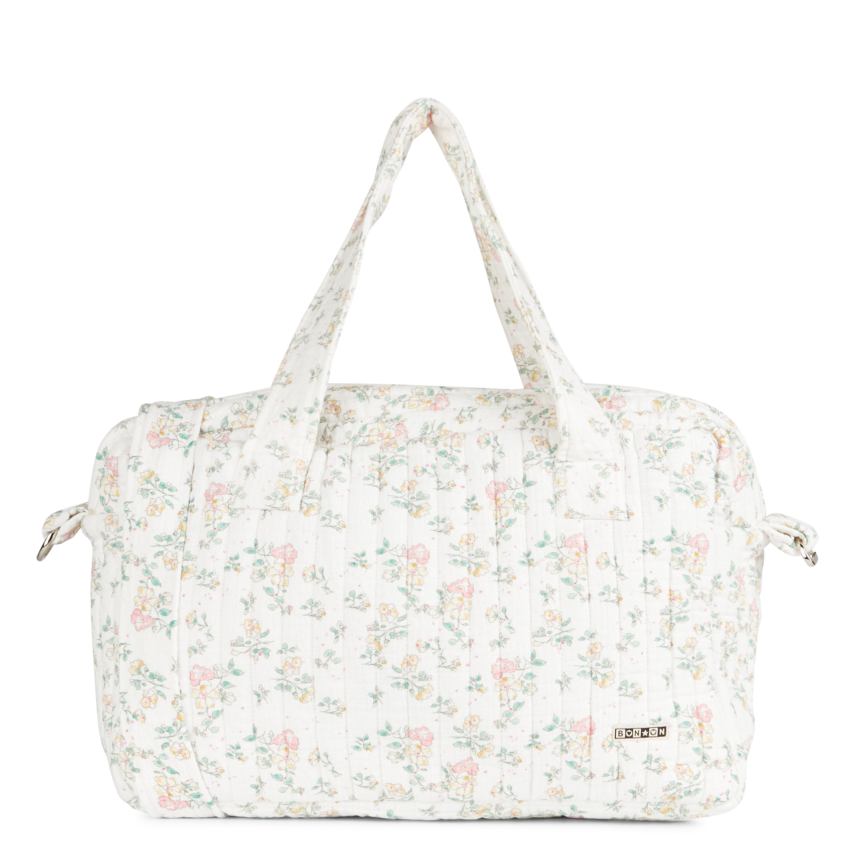 Cabas en coton à imprimé fleuri| Blanc