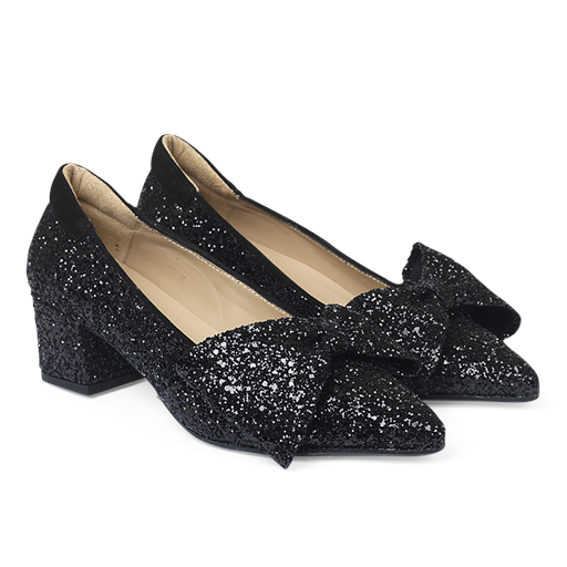 Angulus 1550-104 Glitter Pumps, Black Glitter, 39