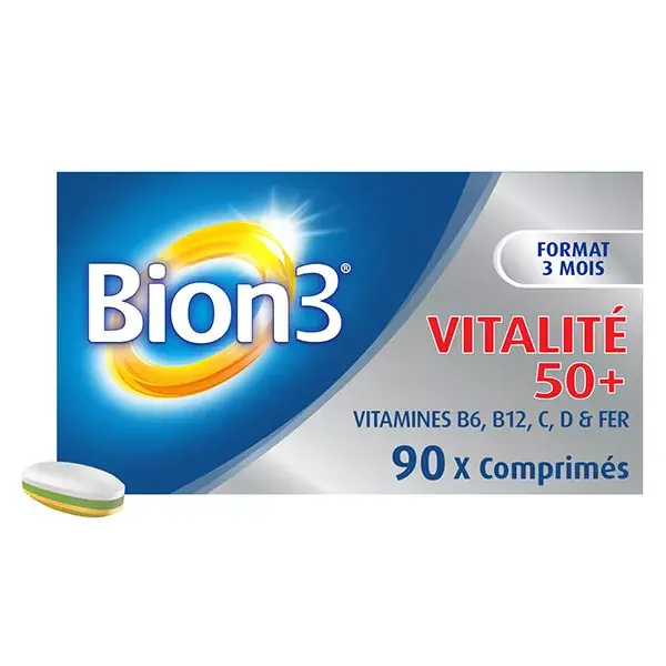 Suplemento alimentar Bion 3 Vitality 50+ para idosos - Tratamento de 3 meses - 90 comprimidos