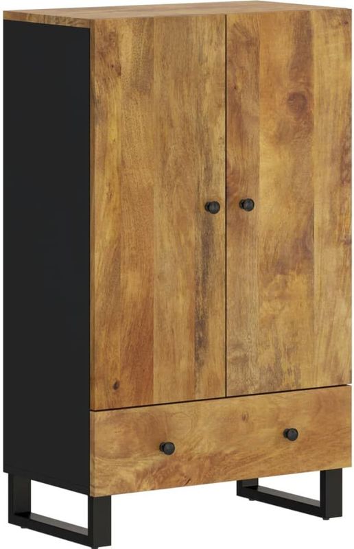 VidaXL Hoge Kast met Lade 60x33x100 cm Massief Mangohout en IJzer