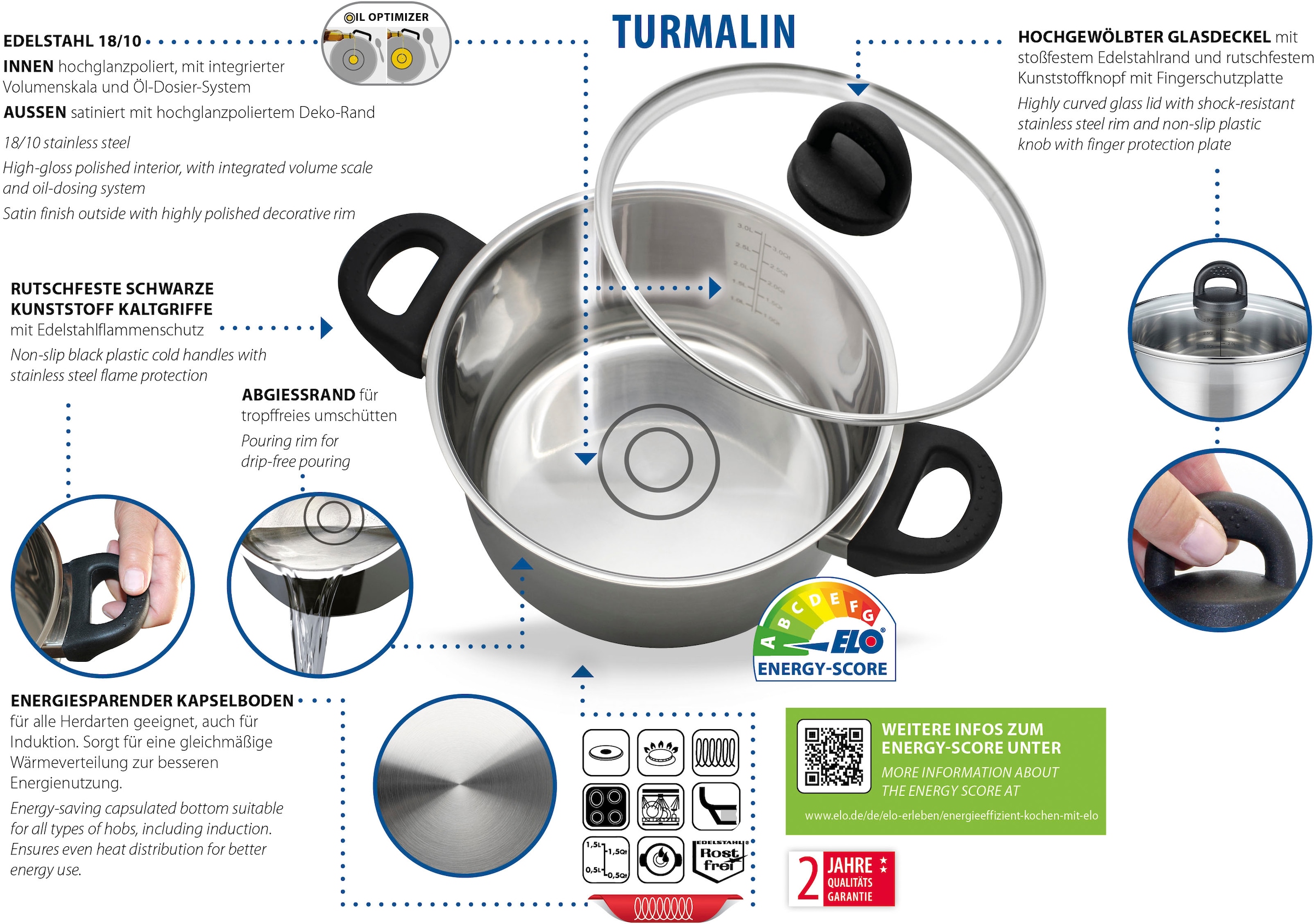 Elo Basic Fleischtopf »Turmalin« Edelstahl 18/8