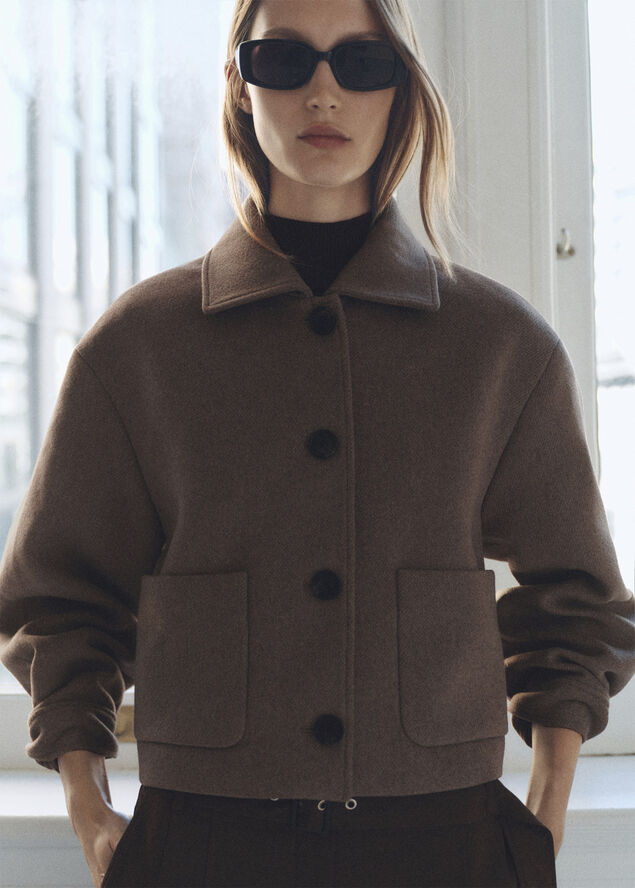 MANGO JACKET. -- BUTTON Brown