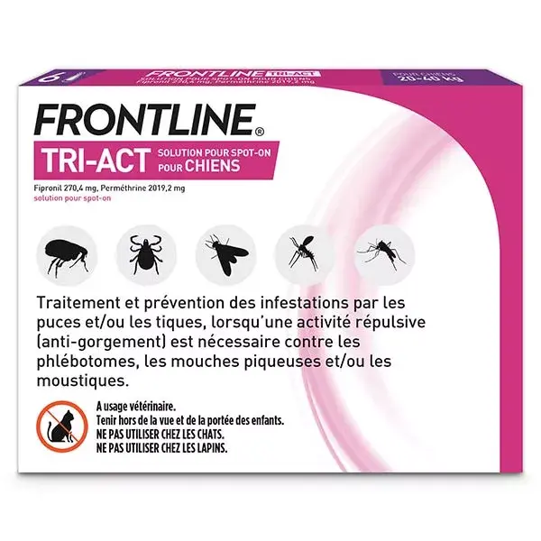 Frontline Tri-Act Cães G 20 a 40kg 6 pipetas