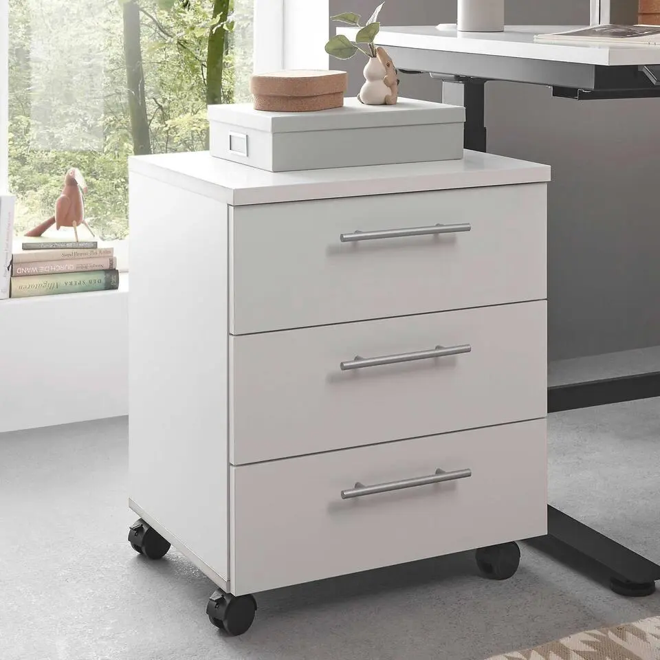 Ladeblok Ben - 3 lades - met wielen - wit