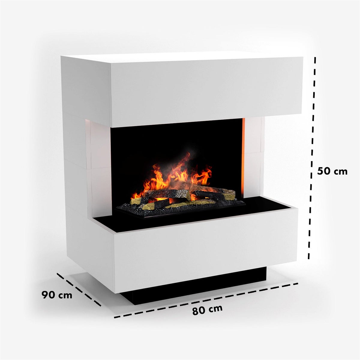 GLOW FIRE Elektrische haard 'Kleist' | Waterdamphaard met OMC 600 inclusief hout in wit | HxBxD: 80x90x50 cm