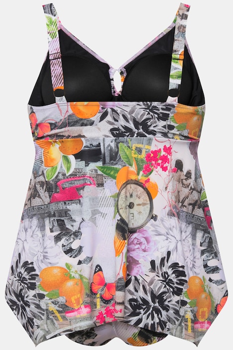 Tankini, Uhren, Zipfelsaum, Softcups, Träger verstellbar