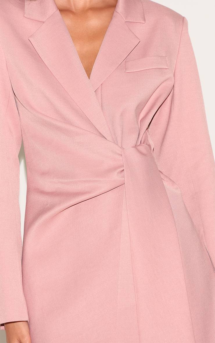 Rose Robe Courte Blazer Tissée Avec Lien Latéral