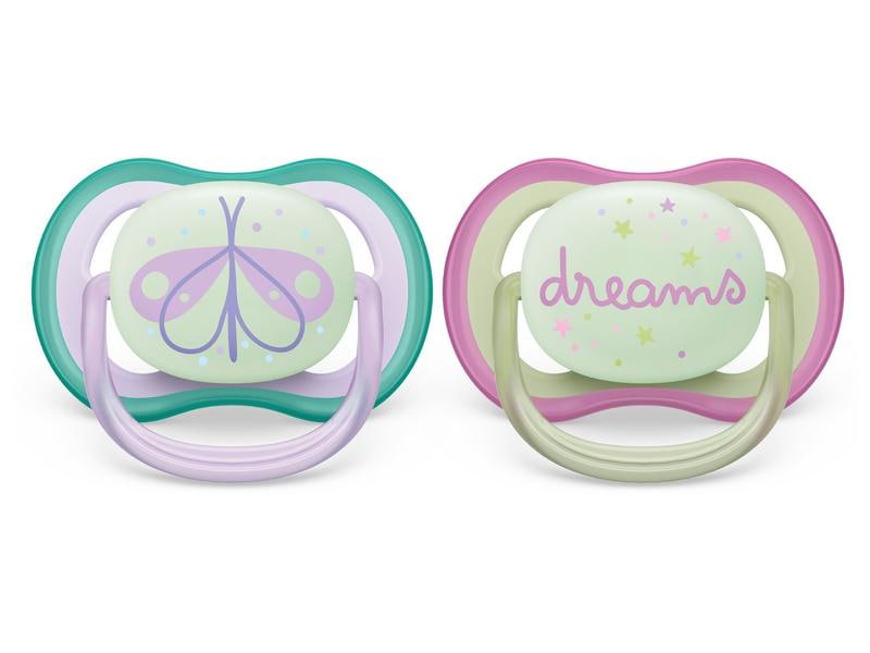 PHILIPS AVENT Nuggi ultra air Night 0-6 Mt. Motte/Dreams Sauger aus 100% lebensmitteltauglichem Silikon