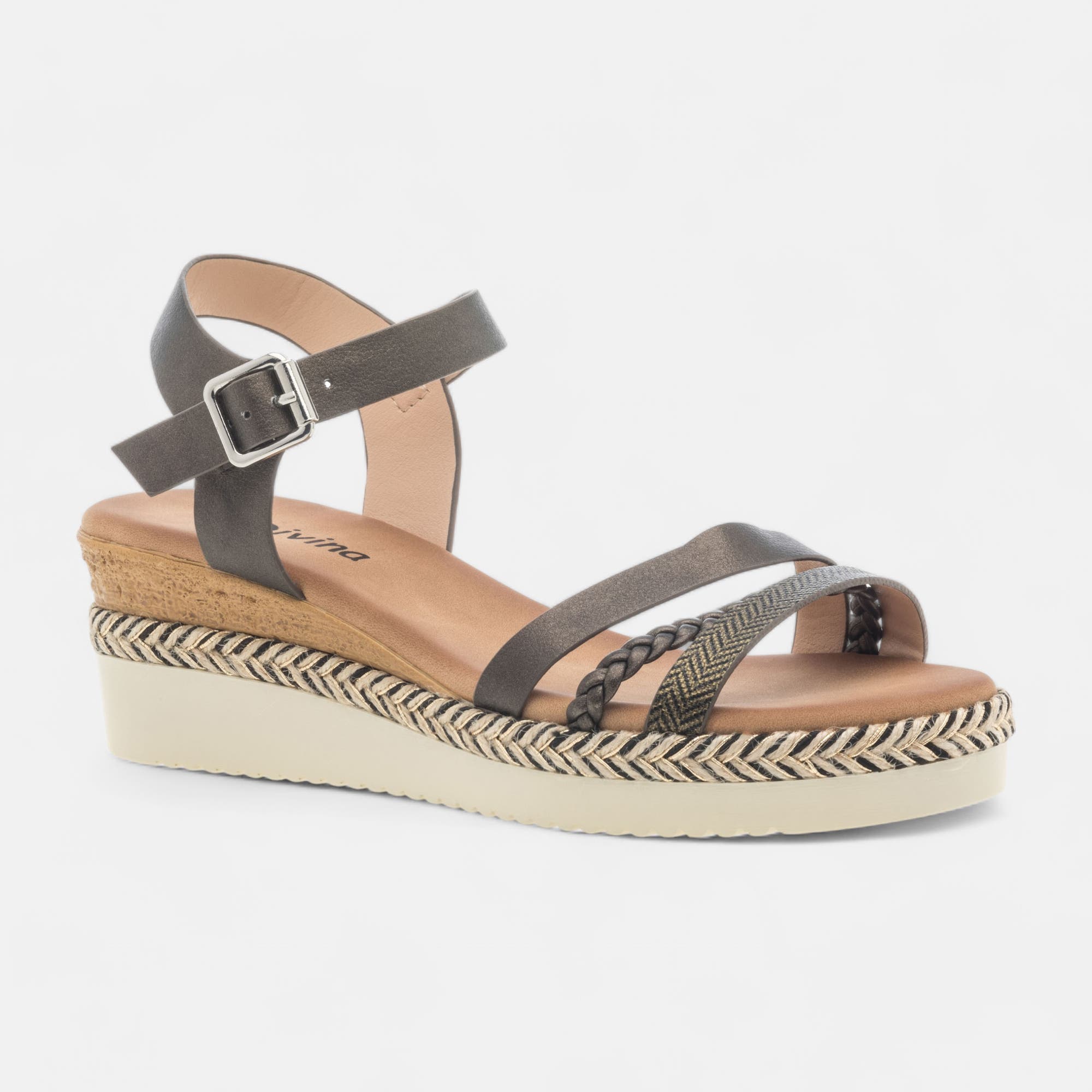 Sandales à talon compensé Femme bronze