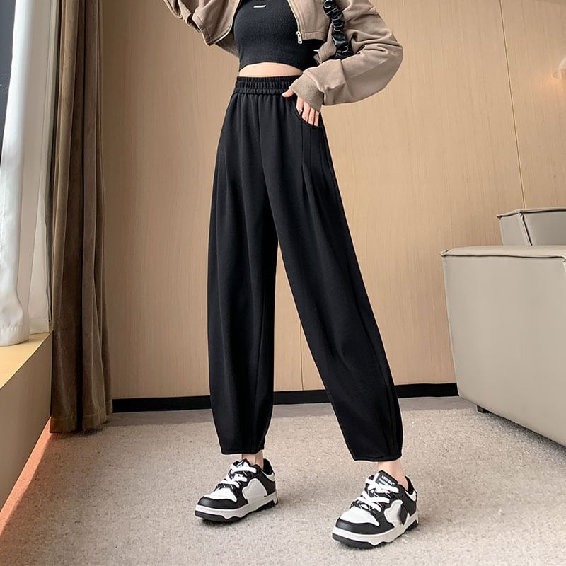 Dream Drop - Hoge taille effen cropped harem joggingbroek