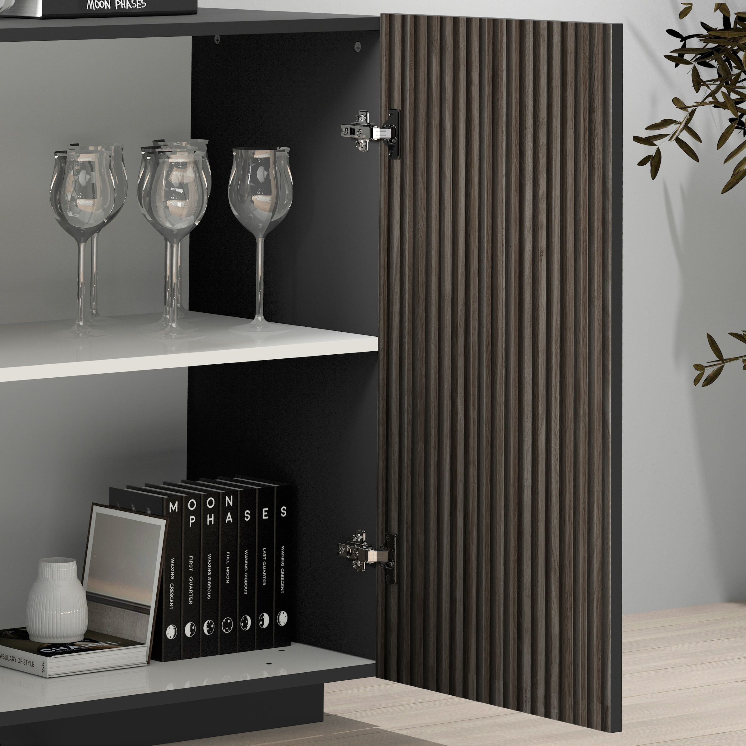 INOSIGN Sideboard »Vega Sideboard,Kommode,200 cm« mit 4 Türen,Fronten mit  Rillen-Optik