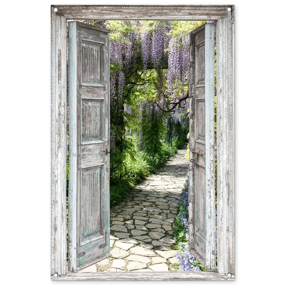 MuchoWow Tuinposter 80x120cm Doorkijk Bos Stenen Lente