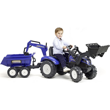 Falk Toys New Holland renderaver med vogn