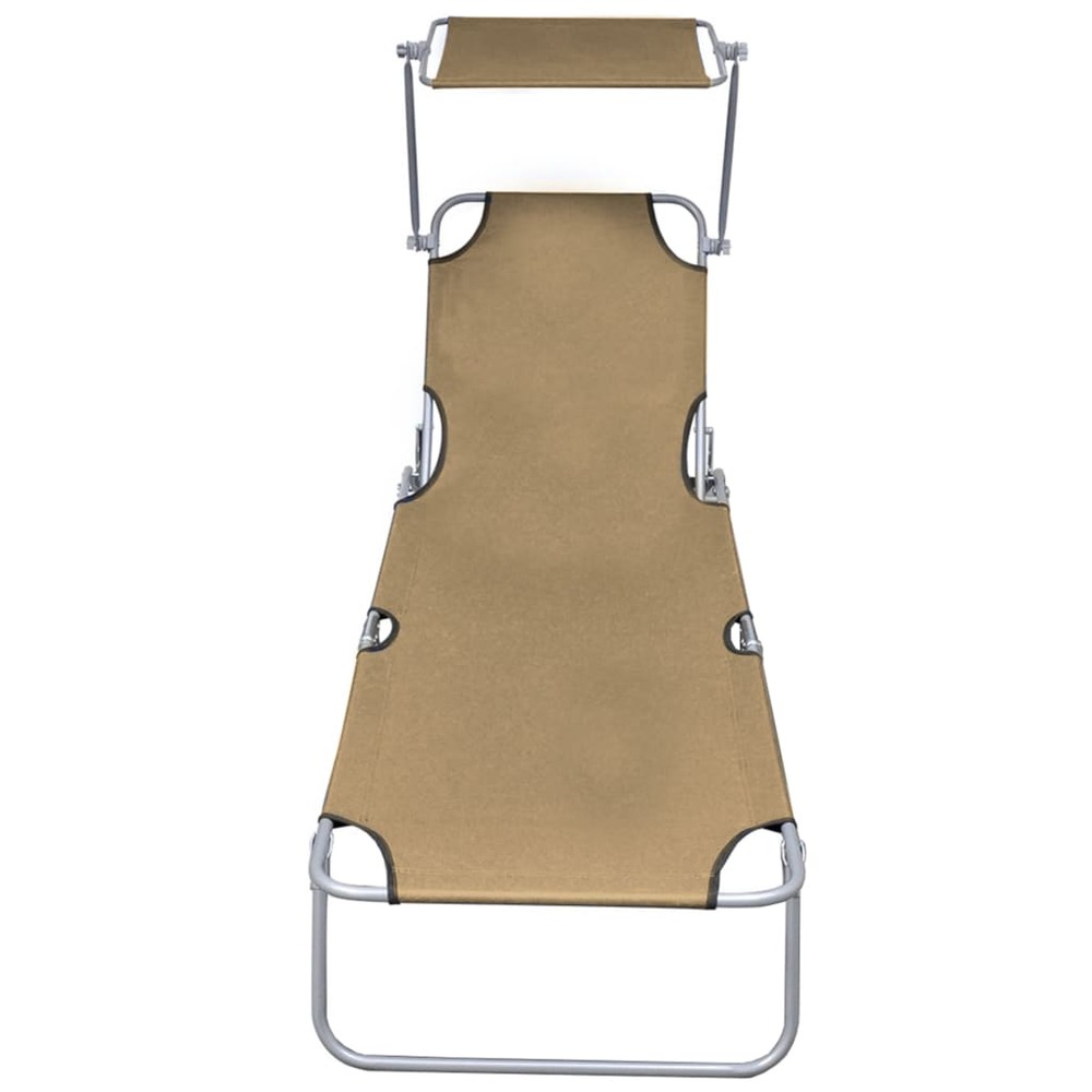 Transat chaise longue bain de soleil lit de jardin terrasse meuble d'extérieur pliable avec auvent taupe aluminium