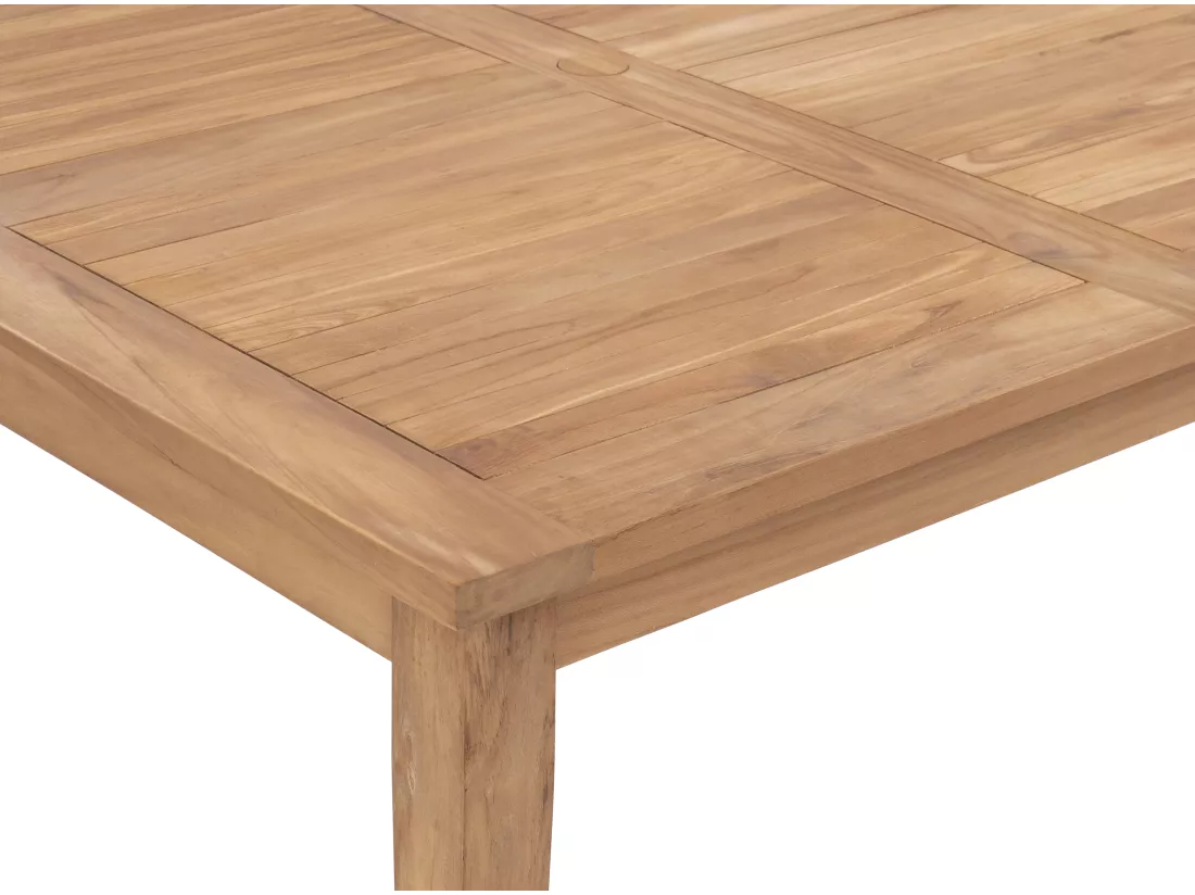 Salle à manger de jardin en teck : 1 table carrée + 8 fauteuils - Naturel clair - ALLENDE de MYLIA
