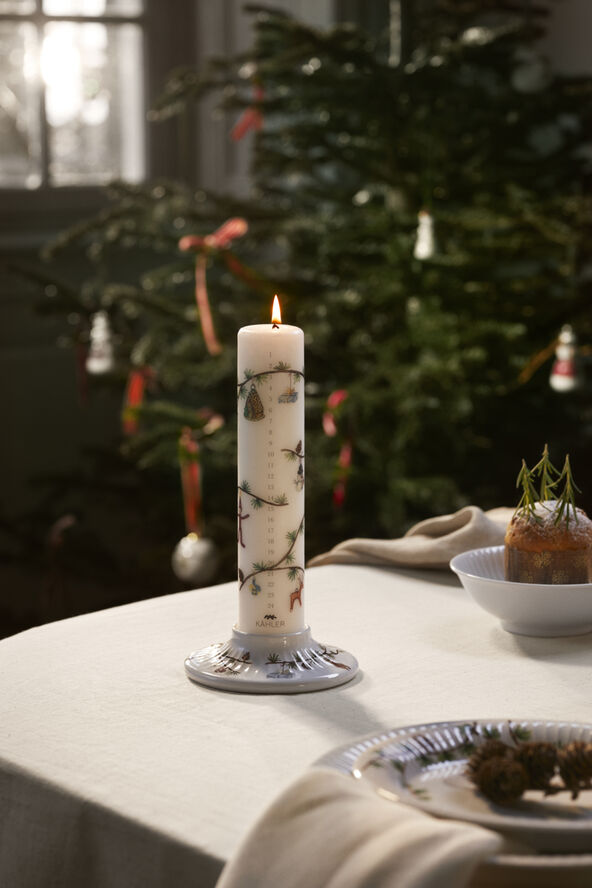 Kähler Hammershøi Christmas Kalenderlys 2024 Ø5 cm hvid m. deko Hvid