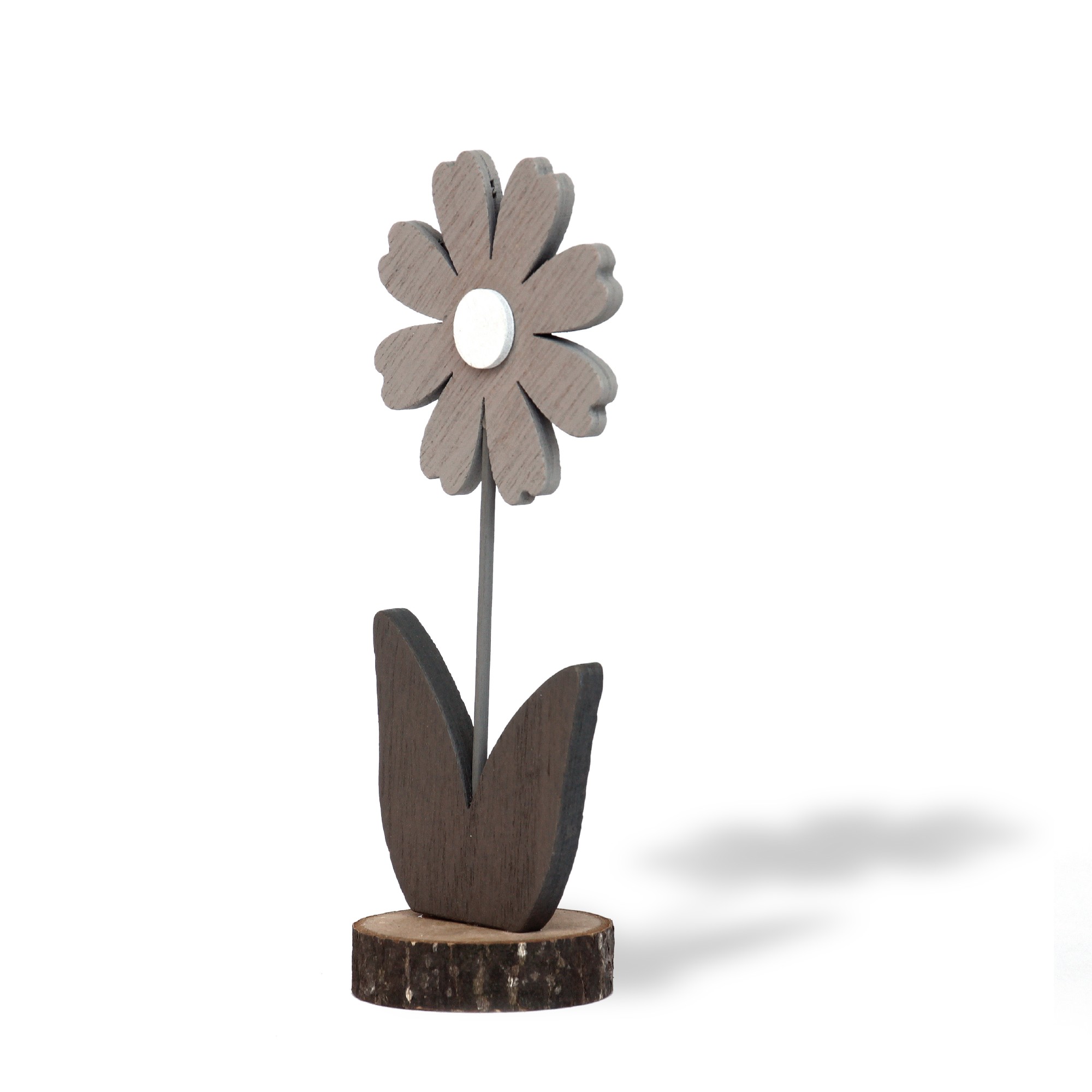 Figur 'Blume' aus Holz, grau, H 17 cm, B 7 cm, T 5 cm von fischer's lagerhaus