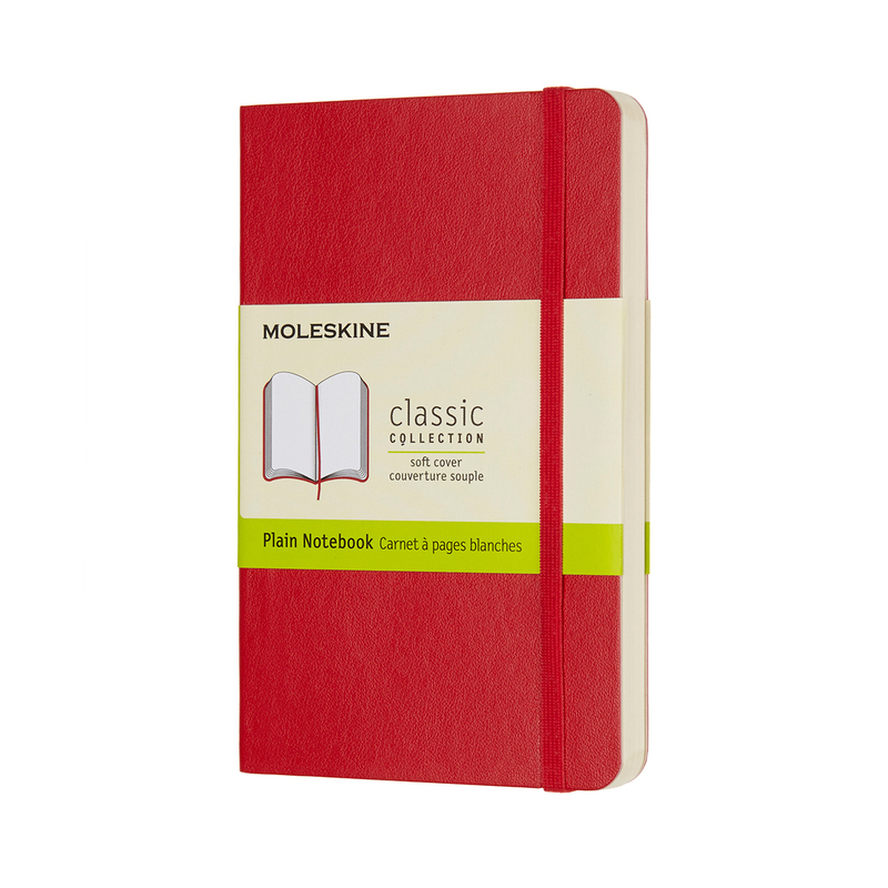 Moleskine Classic Notizbuch, Softcover, 90 x 140 mm, blanco, scharlachrot