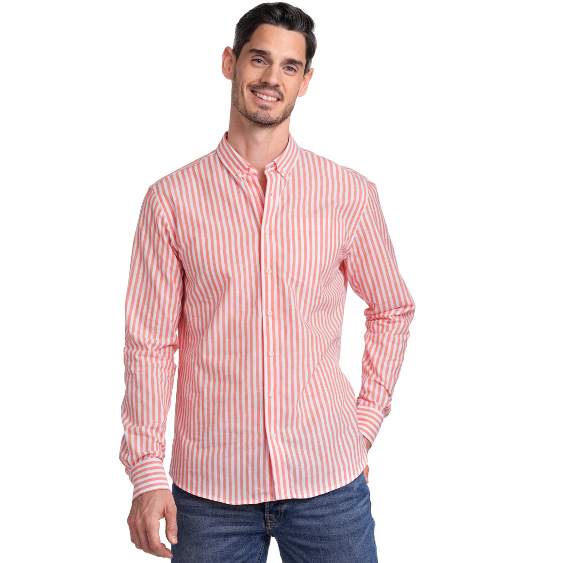 VanVaan Herren Hemd mit Leinenmix orange / weiss