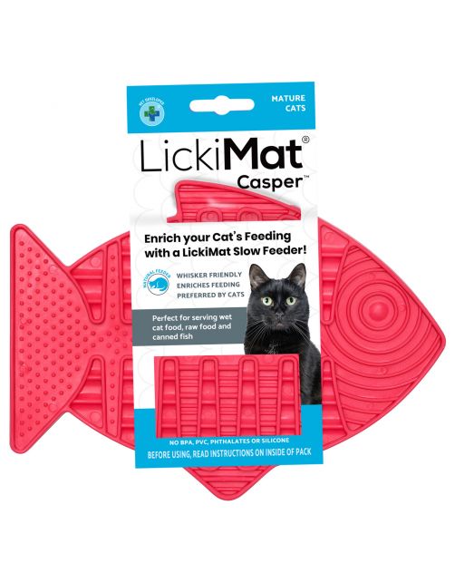 Lickimat Casper - Slowfeeder Voor De Kat - Tegen Schrokken - Kattenvoerbak - 22x16 cm Roze