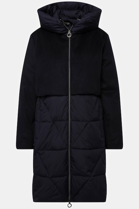 Jacke, Materialmix, 2-Wege-Zipper, Kapuze