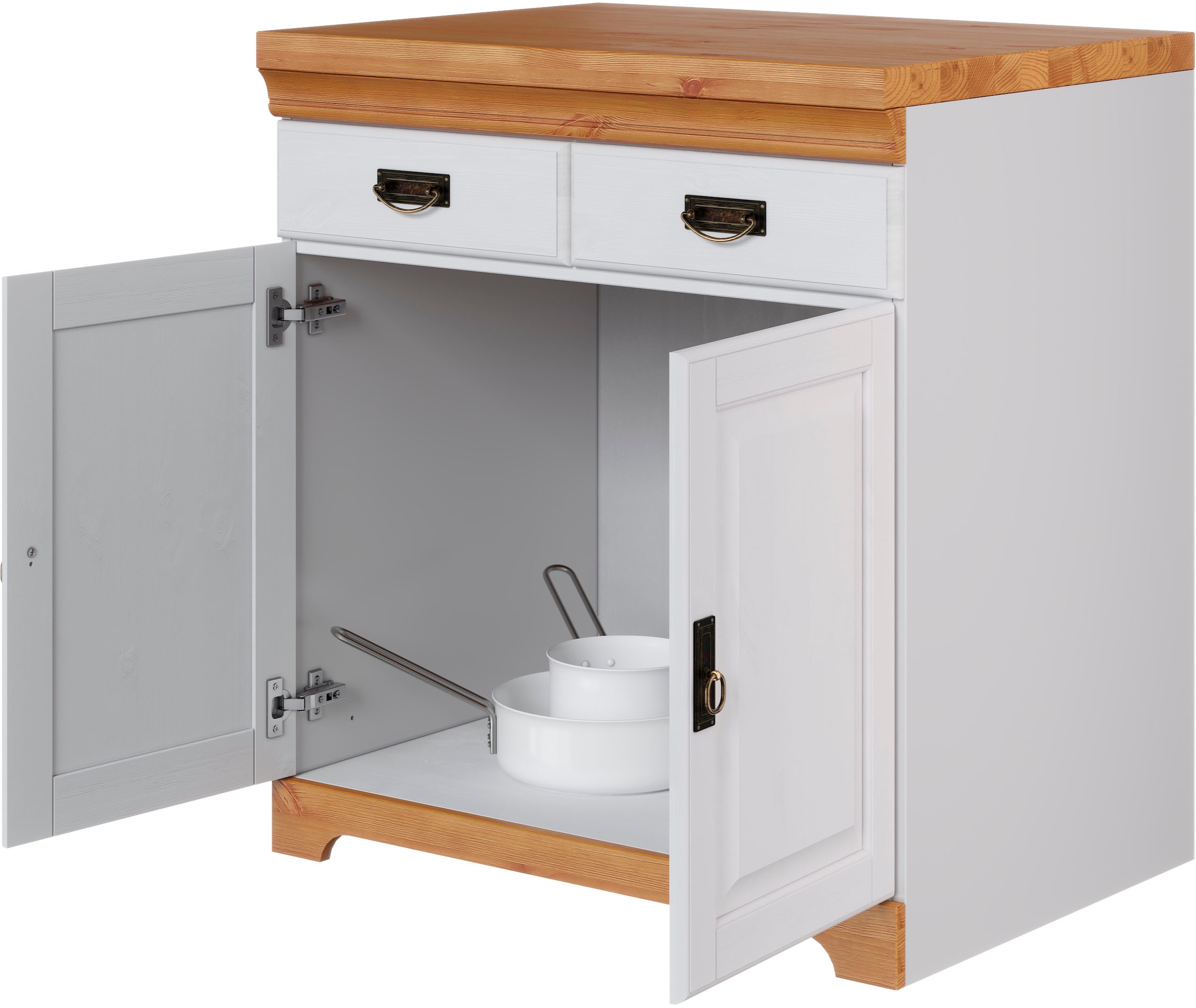 Home affaire Spülenschrank »Rügen« Breite 80 cm, Kiefer massiv, mit 2 Türen